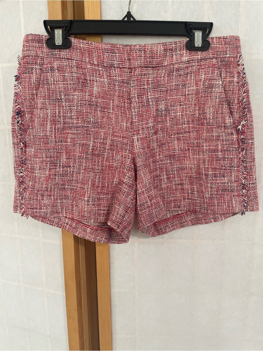 Banana Republic Red Tweed Fringe Hem Bermudas